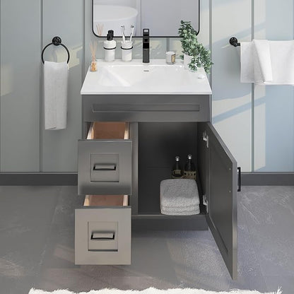 30" Shaker Bathroom Vanity Sink Base with Drawers (Ready-to-Assemble) (Grey Shaker Vanity Base)
