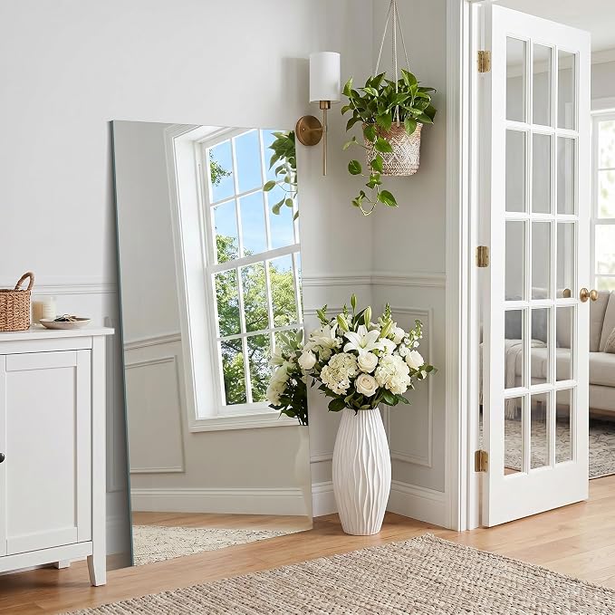 KOCUUY Frameless Full Length Mirror, 60"x28" Bathroom Mirror for Over Sink, Upgraded Shatterproof, Large Rectangle Full Body Mirror for Bedroom, Living Room, Entryway, Hang Horizontal/Vertical