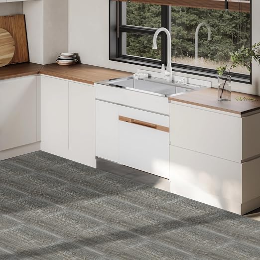 12x12 Inch Peel and Stick Floor Tile Wood Grain Series (40, Light Brown Wood Grain)