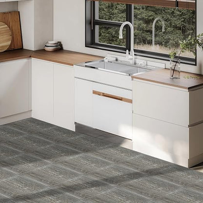 12x12 Inch Peel and Stick Floor Tile Wood Grain Series (40, Light Brown Wood Grain)