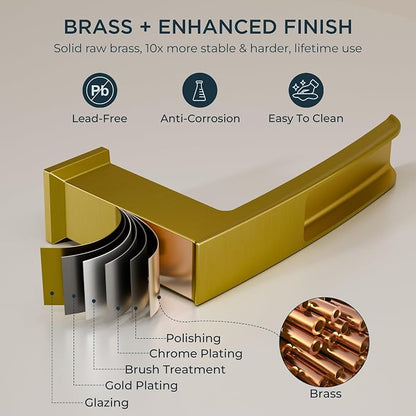 FORIOUS Roman Bathtub Faucet 3 Hole Deck Mount with 2 Handle Brushed Gold | Tub Faucet for 3-Hole Set, 6-12" Centered Distance, Widespread Garden Bath Tub, Waterfall Spout, High Flow, Brass