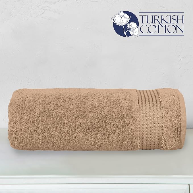 Elegant Comfort Premium Turkish Cotton 1 Piece Jumbo Bath Towel - 35 x 70 inch, Luxurious Hotel Spa Quality 100% Turkish Cotton Large Bath Towel - Highly Absorbent - Soft Bathroom Towel, Taupe