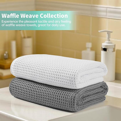 MICROFI New Microfiber Waffle Bath Towels, 2 Pieces, Oversized, Soft, Absorbent, Fast Drying, Lint Free 430 GSM (30''x60''/76cm x 152cm)