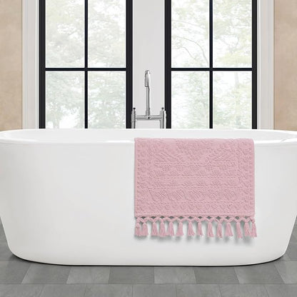 French Connection Nellore Bath Rugs, Woven and Beaded Bath Mats, Durable and Thick Bath Mats for Bathroom and Shower Rugs, 20" x 38", Light Purple