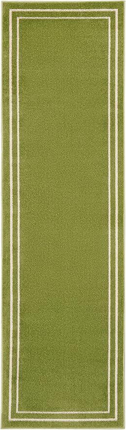 Nourison Home Nourison Essentials Green Ivory 2'2" x 7'6" Area Rug - Easy Clean, Non Shedding, Bed Room, Living Room, Dining Room, Kitchen (8' Runner)