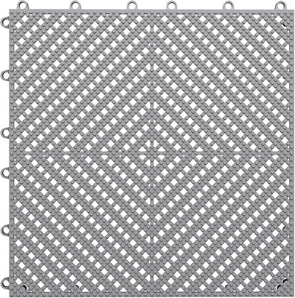 60-Pcs Interlocking Tile, Indoor/Outdoor Drainage Interlocking Floor Tiles 11.8" x 11.8", Anti-Slip Waterproof Soft PVC Splicing Flooring Tile for Garage Patio Pool Bathroom, Grey