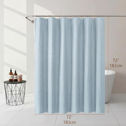Shower Curtains for Bathroom, Waffle Embossed Textured Soft Fabric Hotel Shower Bath Curtain, Modern Polyester Water Repellent Machine Washable Bath Decor, Glacier Blue, 72Wx72L Inches