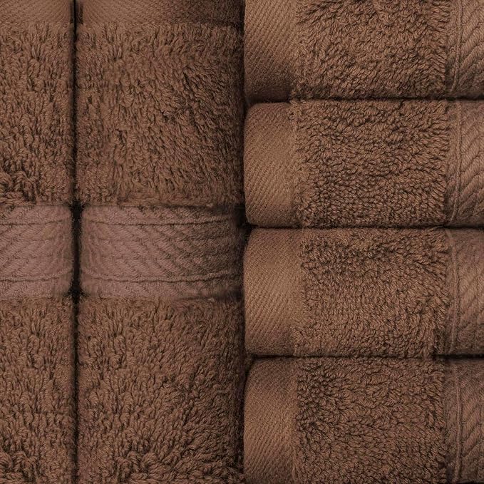Superior Egyptian Cotton Plush & Absorbent, Face Towel Set of 6, Chocolate | Quick Dry, Soft Luxury Towel Set, Bath Essentials for Bathroom, Guest Bath, Spa, 2 Piece Face, Madeline Towels