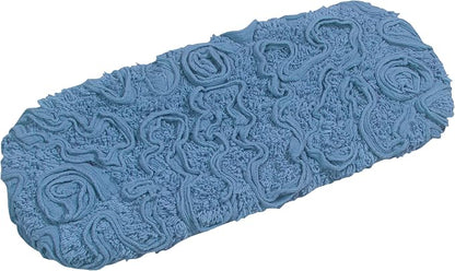 Home Weavers Bell Flower Toilet Tank Lid Cover – 10"x22", 100% Cotton, Tufted, Soft & Absorbent, Non-Slip, Machine Washable Bathroom Décor, Sky Blue