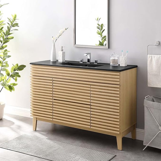 Modway Render 48" Single Bathroom Vanity in Oak Black