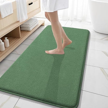 OLANLY Memory Foam Bathroom Runner Rugs 47x20, Long Bath Mats, Olive Green | Soft Quick Dry Bath Rugs, Non-Slip, Absorbent Machine Washable Mat for Bathroom Floor, Tub and Shower, Home Decor Accessories