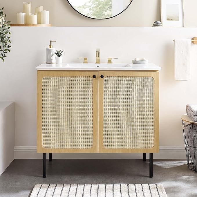Modway EEI-6697-OAK-WHI Chaucer 36" Bathroom Vanity, Oak White