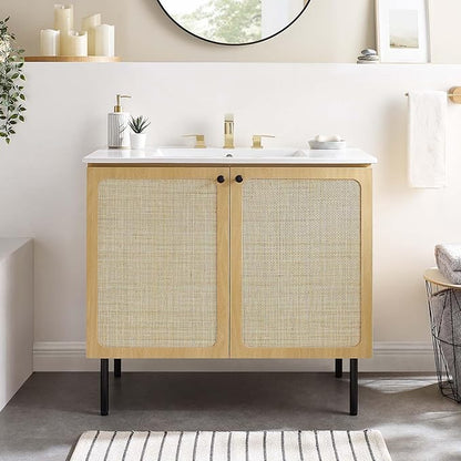 Modway EEI-6697-OAK-WHI Chaucer 36" Bathroom Vanity, Oak White