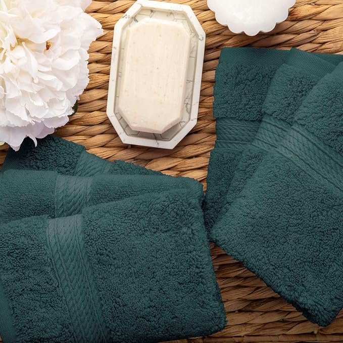Superior Egyptian Cotton Plush & Absorbent, Face Towel Set of 6, Teal | Quick Dry, Soft Luxury Towel Set, Bath Essentials for Bathroom, Guest Bath, Spa, 2 Piece Face, Madeline Towels