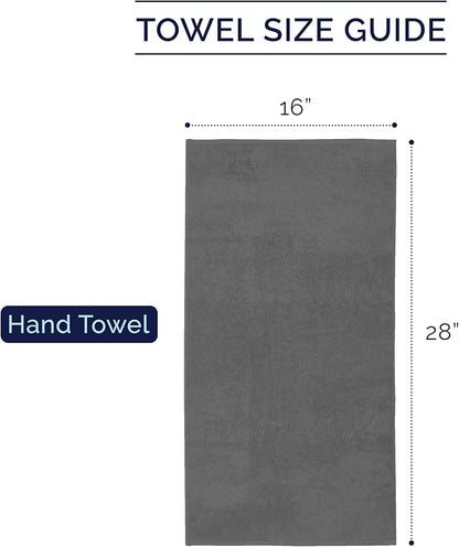 Elegant Comfort Premium Turkish Cotton 4 Pack Hand Towel Set - 16 x 28 inch, Luxurious Hotel Spa Quality 100% Turkish Cotton 4PC Hand Towel Set - Highly Absorbent - Soft Bathroom Towels, Gray