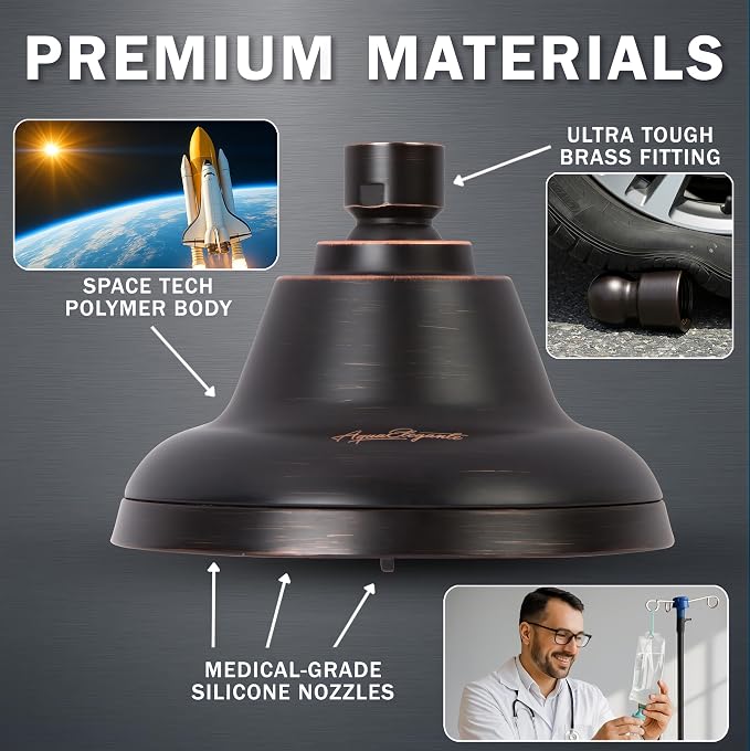 Aqua Elegante Massage Shower Head With Mist - 2.5 GPM - Oil-Rubbed Bronze | High Pressure Boosting, 6 Function Adjustable Massaging Rainfall Showerhead For Low Flow Baths With Water Saving Nozzles