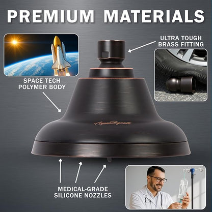Aqua Elegante Massage Shower Head With Mist - 2.5 GPM - Oil-Rubbed Bronze | High Pressure Boosting, 6 Function Adjustable Massaging Rainfall Showerhead For Low Flow Baths With Water Saving Nozzles