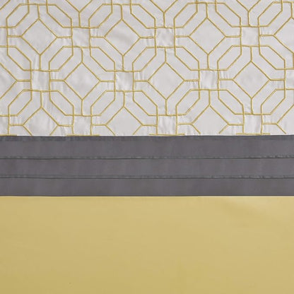 510 DESIGN Shower Curtain, Geometric Textured Embroidery Design with Built-in Liner, Modern Mid-Century Bathroom Decor, Machine Washable, Fabric Privacy Screen, 72x72,Donnell, Yellow/Grey