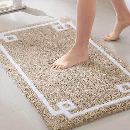 Madison Park Evan 100% Cotton Bath Rug Plush Absorbent, 24" x 40", Taupe | Non-slip Backing, OEKO TEX, Luxurious Tufted Plush Bath Mat for Bathroom, Quick Dry, Spa Design Decorative for Shower Room