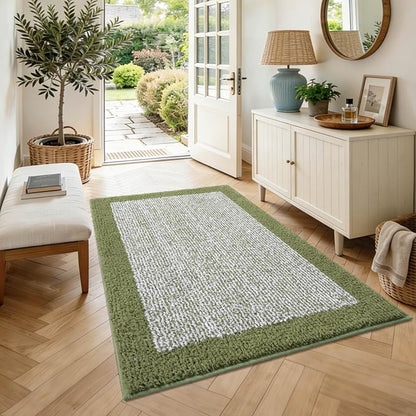 48x32 Large Bathroom Rugs Washable Non Slip, Olive Green Bath Mat for Bathroom Floor Tub, Soft Absorbent Quick Dry Mats for Shower, Bathtub,Home Decor