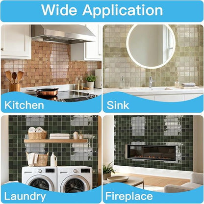 Art3d 10-Pack Heavy-Duty Peel and Stick Backsplash, 12x12 Inch Self-Adhesive Wall Tile Stick on Kitchen Countertop, Terracotta