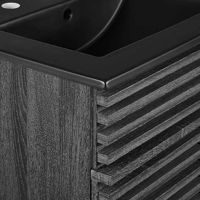 Modway Render 24" Bathroom Vanity with Sink in Charcoal Black
