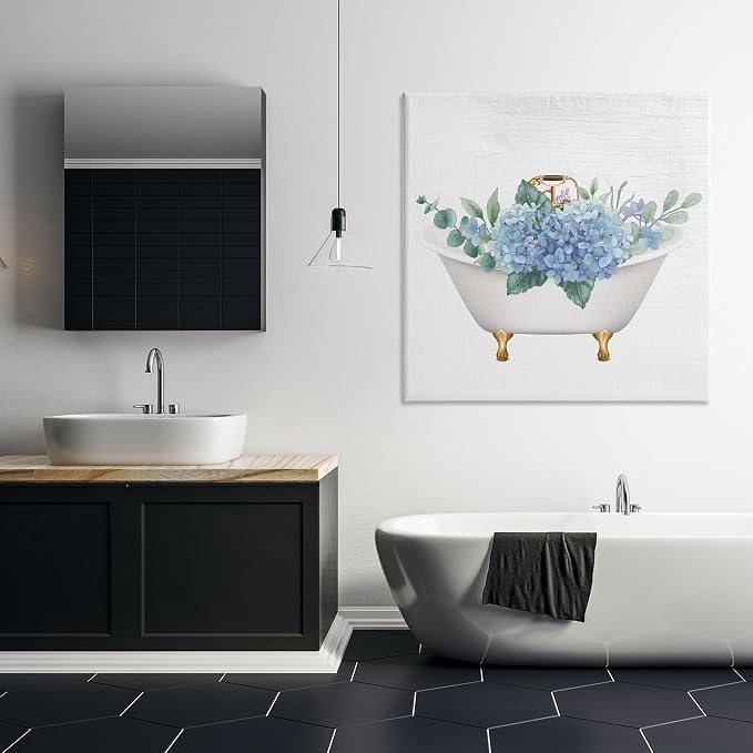 Stupell Industries Chic Bathtub Hydrangea Blossoms Canvas Wall Art, Design by Lil' Rue | Stupell Industries | 36 x 36 Inches, Easy to Hang and Sturdy, Made in USA, by Lil' Rue