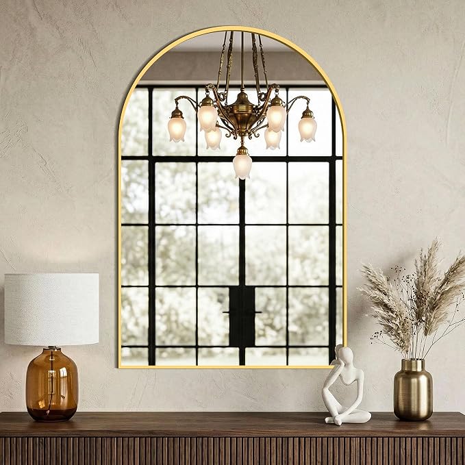AMOISE Arched Bathroom Mirror for wall, 2 Pack 30"x20" Vanity Mirror, Gold | Metal Frame, HD Glass, Over Sink Mirror for Bathroom, Entryway, Living Room & Bedroom