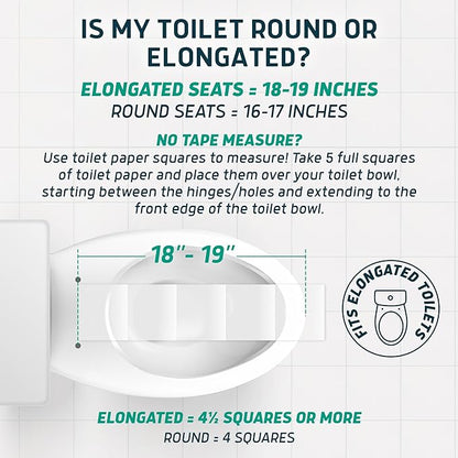 Lunderg Raised Toilet Seat with Handles - Elongated - Easy to Install Toilet Seat Risers for Seniors - Adds 3 Inches & Works like the one you’ve always used - Elegant design - No Hospital Vibe