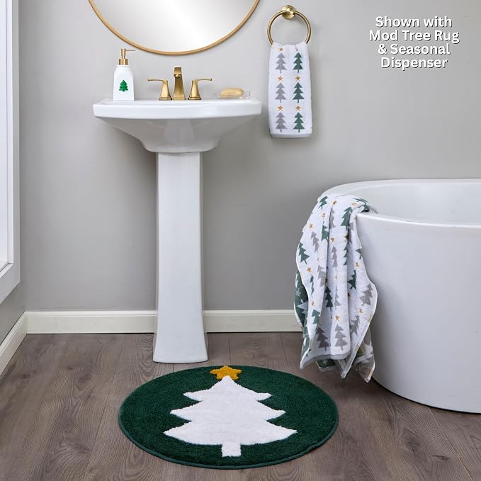SKL Home Christmas/Winter Multi Trees Hand Towel Set-2pc, Multi | 100% Cotton. 500 GSM. Soft & absorbent. Reversible jacquard pattern. Great for the bathroom, kitchen or bar & holiday gift.