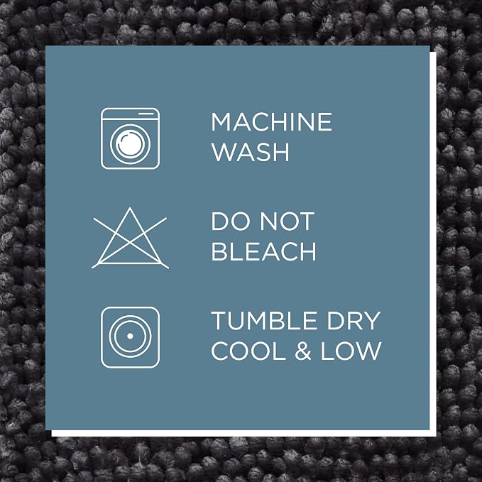 Town & Country Basics Spa Step Noodle Solid Bathroom Toilet Lid Cover, Plush, Soft, and Absorbent, Machine Washable, Dark Grey, 18.5"x19.6"