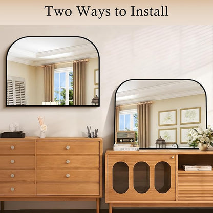 COFENY Bathroom Mirror, 32x24 inch Black Rectangle Wall Mounted Mirror with Thin Frame, Bathroom Vanity Mirrors for Over Sink, Entryway, Living Room, Bedroom