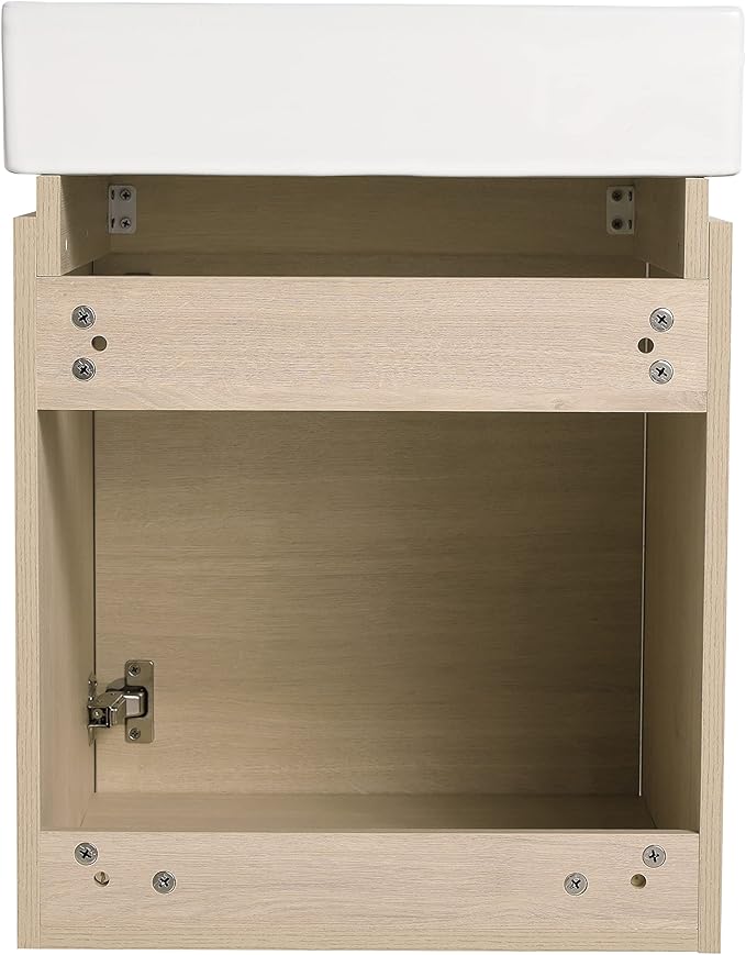 18" Bathroom Vanity with Sink, 18 Inch Floating Bathroom Vanity for Small Space, Modern Bathroom Vanity, Brown Wall Mounted Cabinet Set