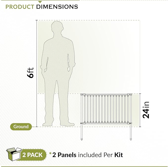 Zippity 24in Zurich Fence Kit, Poly-Steel DIY No Dig Kit | 24inH x 36inW, Black, 2 Panels, Small Dog Fence, ZP19086
