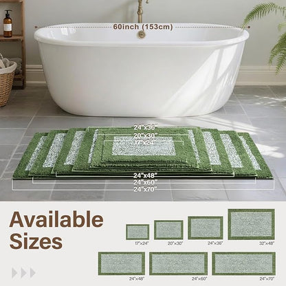48x24 Long Bathroom Rugs Non Slip Washable,Large Bath Rugs for Bathroom Floor Tub,Soft Absorbent Quick Dry Bath Mats for Shower, Bathtub, Home Decor, Matcha Green