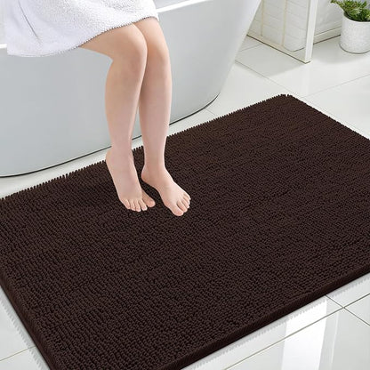OLANLY Large Bathroom Rugs 44x32, Extra Soft Absorbent Chenille Bath Rugs | Brown, Quick-Drying Rubber Backing, Machine Washable Bath Mat for Bathroom Floor, Tub and Shower, Home Decor Accessories