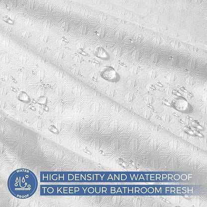 downluxe Waterproof Fabric Shower Curtain Liner, Soft Cloth Shower Liner with Magnets, Machine Washable & Hotel Quality Bathroom Curtain, 60" W x 72" L, Waffle White