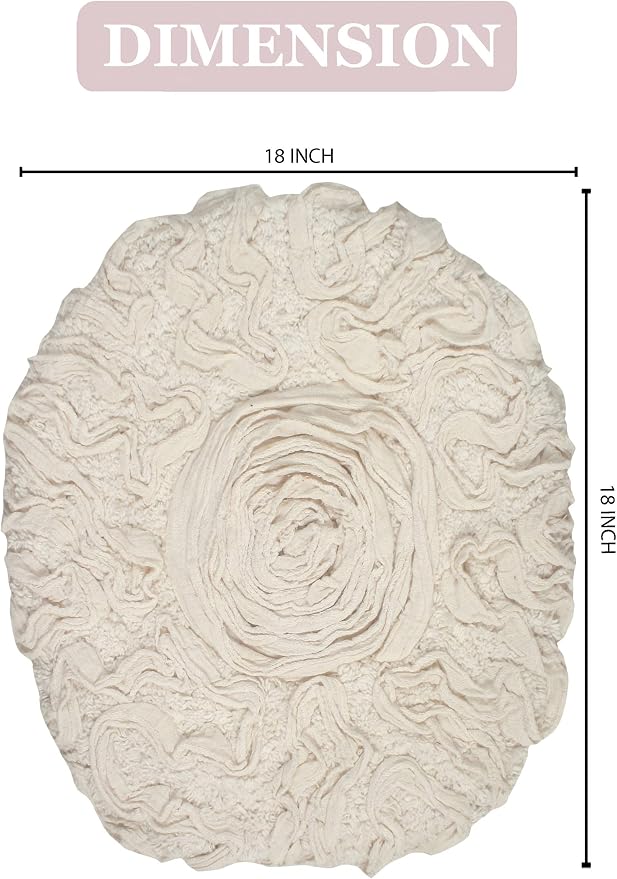 Home Weavers Bell Flower Toilet Lid Cover – 18"x18", 100% Cotton Tufted, Soft & Absorbent, Non-Slip, Machine Washable Bathroom Seat Cover, Ivory