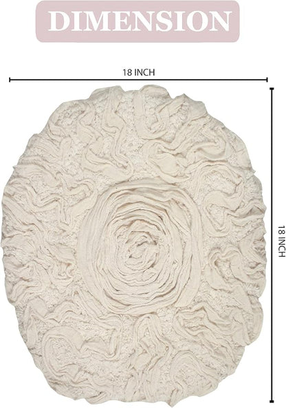 Home Weavers Bell Flower Toilet Lid Cover – 18"x18", 100% Cotton Tufted, Soft & Absorbent, Non-Slip, Machine Washable Bathroom Seat Cover, Ivory