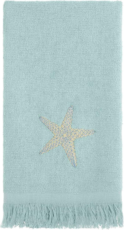 Avanti Linens - Fingertip Towel, Soft & Absorbent Cotton Towel, Coastal Inspired Bathroom Accessories (By the Sea Collection, Mineral)