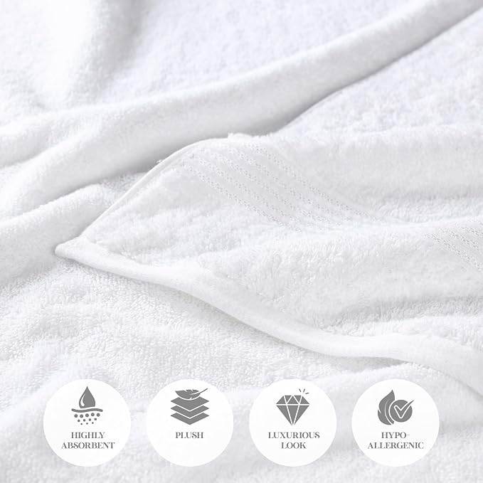 Superior Egyptian Cotton 10-Piece Face Towel Set , Small Towels For Facial, Spa, Quick Dry, Absorbent Towels, Bathroom Accessories, Guest Bath, Home Essentials, Washcloth, Airbnb, White