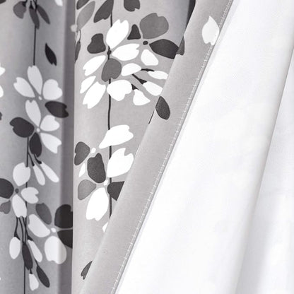 Lush Decor Weeping Flower Light Filtering Window Curtain Panels, Pair, 52"W x 63"L + 2" Header, Gray - Charming Modern Floral Curtains for Living Room, Dining Room, & Bedroom