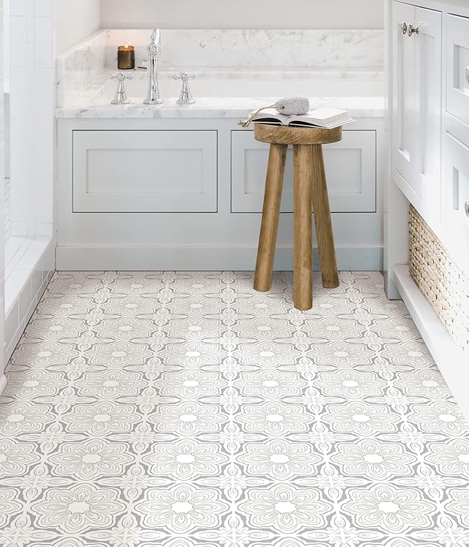 FloorPops FP3896 Marshall Peel & Stick Floor Tiles, Grey (Pack of 2)