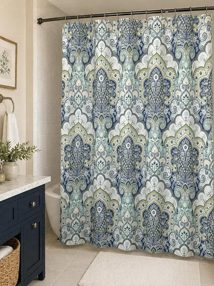 Hotel Quality Fabric Bathroom Shower Curtain: Floral Paisley Moroccan Damask (72 x 70 inches)
