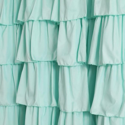 Lush Decor Ruffle Shower Curtain | Floral Textured Vintage Chic Farmhouse Style Design, Light Turquoise, 72" x 72"