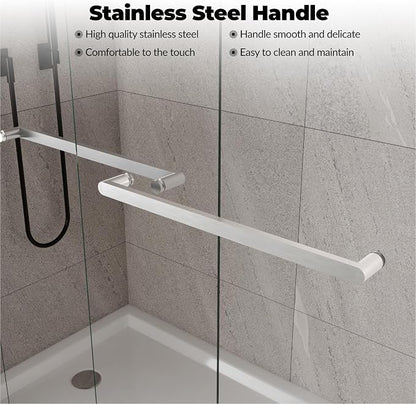 Shower Door 44-48" W x 72" H, Double Sliding Glass with 5/16'' (8mm) Clear Tempered Glass for Bathroom