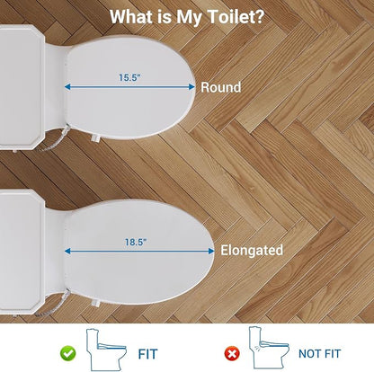 Non-Electric Bidet Toilet Seat with Quiet-Close & Dual Nozzles - Self-Cleaning Elongated Bidet Attachment, Fits Most Standard Round Toilets (17 Inch), White