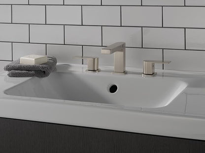 Peerless Xander Widespread Bathroom Faucet Brushed Nickel, Bathroom Faucet 3 Hole, Bathroom Sink Faucet, Drain Assembly, Brushed Nickel P3519LF-BN