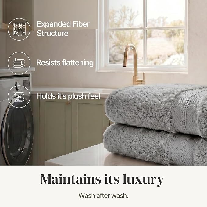 Modern Threads - Spun Loft 6-Piece 100% Combed Cotton Towel Set - Bath Towels, Hand Towels, & Washcloths - Super Absorbent & Quick Dry - 600 GSM - Soft & Plush, Charcoal