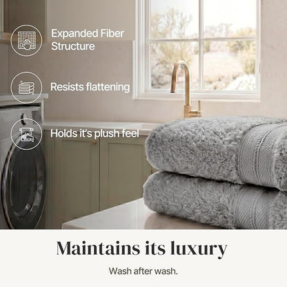 Modern Threads - Spun Loft 6-Piece 100% Combed Cotton Towel Set - Bath Towels, Hand Towels, & Washcloths - Super Absorbent & Quick Dry - 600 GSM - Soft & Plush, Charcoal